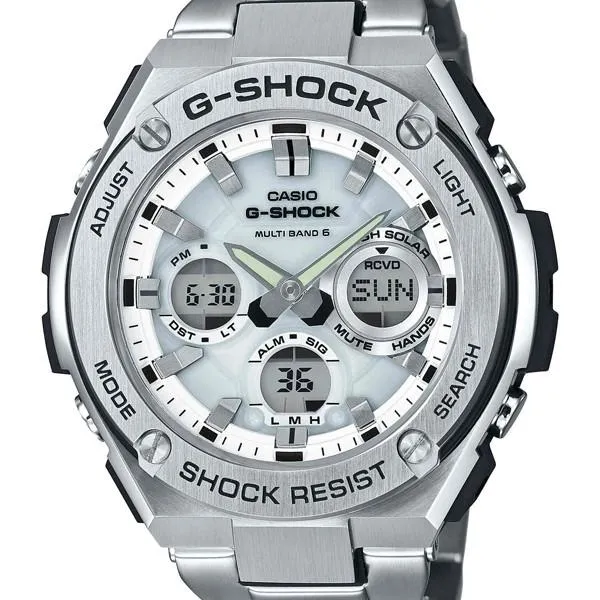 Orologio sportivo da uomo G-SHOCK CASIO G-STEEL con cinturino in metallo, modello G-SHOCK G-STEEL, GST-W110D-7AJF.