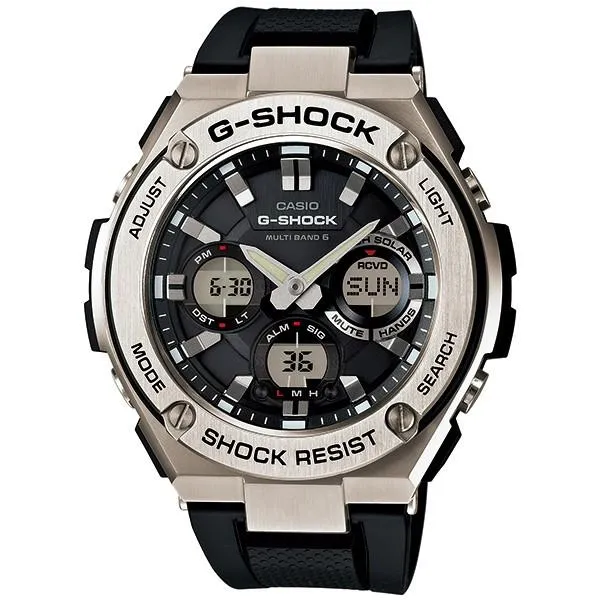 Orologio da uomo CASIO G-SHOCK GST-W110-1AJF in metallo G-STEEL, radiocontrollato e a energia solare, con funzione analogico-digitale.