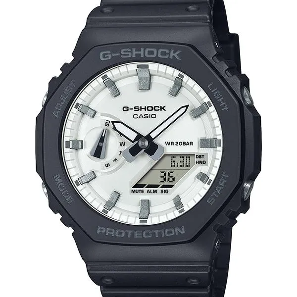 Orologio da uomo G-SHOCK CASIO GA-2100WD-1AJF nero e bianco brillante.