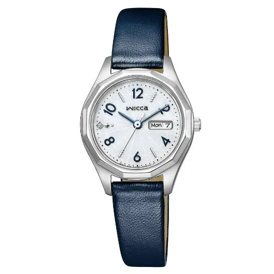 Orologio Citizen Wicca Solar-Tech - Modello Solar-Tech con giorno e data - KH3-517-10 - Cinturino in pelle - Blu navy