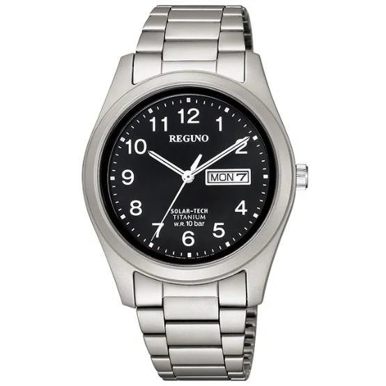Orologio da uomo CITIZEN REGUNO KM1-415-53 JDM Solar Tech con quadrante bianco e bracciale in metallo.