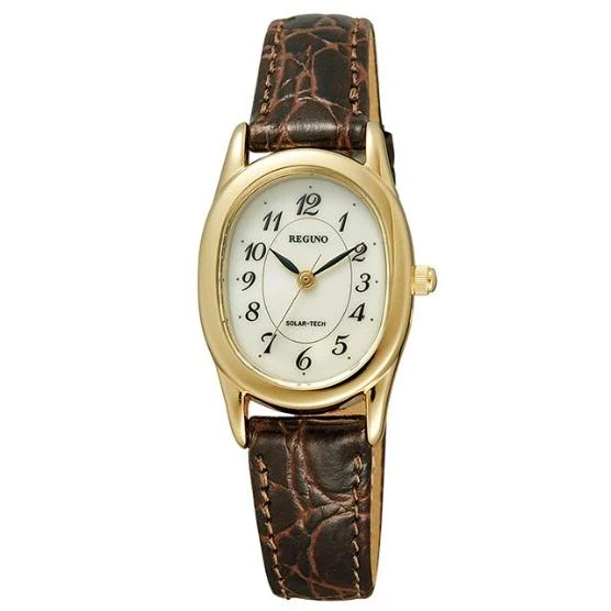 Orologio da donna Citizen REGUNO Solar Tech RL26-2091C con batteria solare e cinturino in pelle.