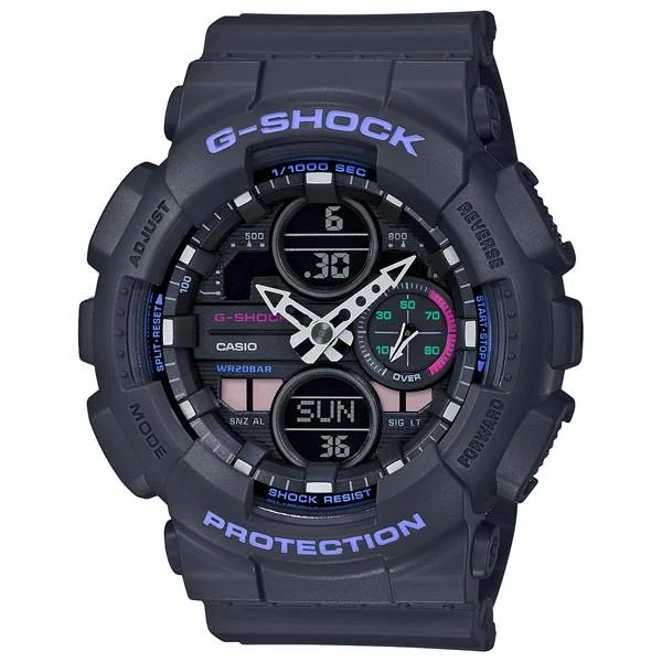 Orologio da uomo G-SHOCK GMA-S140-8AJR di medie dimensioni, nero e viola.