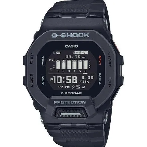 Orologio digitale da uomo CASIO G-SHOCK G-SQUAD GBD-200-1JF JDM Fitness Training con Bluetooth e collegamento al cellulare, colore nero.