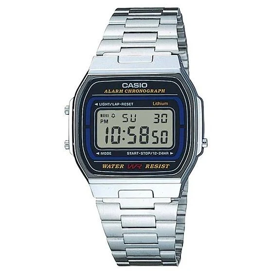 Orologio CASIO Collection Standard A164WA-1QJH JDM digitale al quarzo con cinturino in metallo e cassa in acciaio inossidabile, da uomo/unisex.