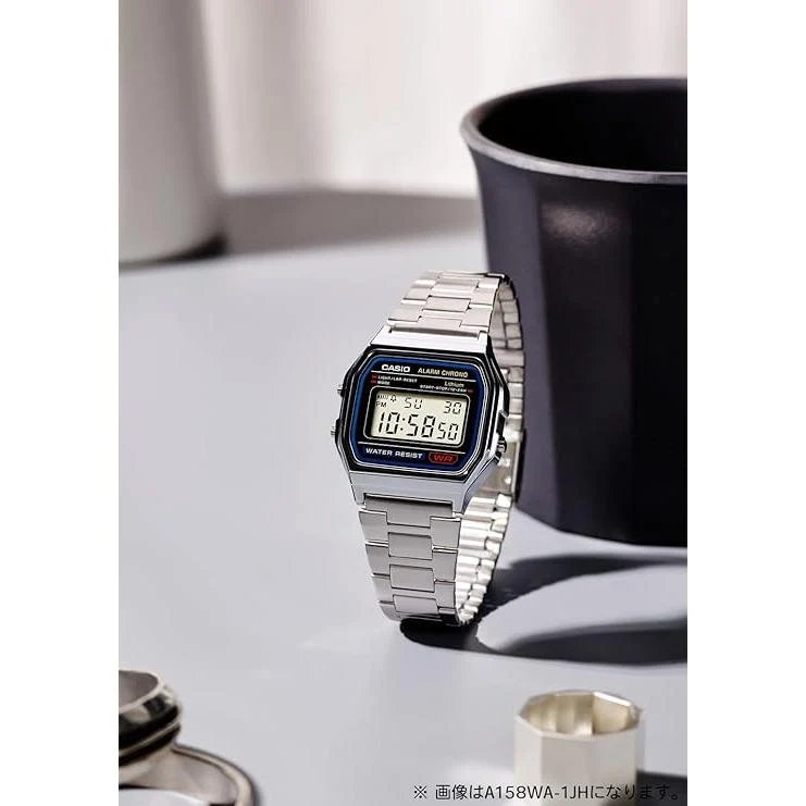 Orologio unisex CASIO Collection STANDARD A168WA-1A2WJR color argento con retroilluminazione EL, stile JDM.