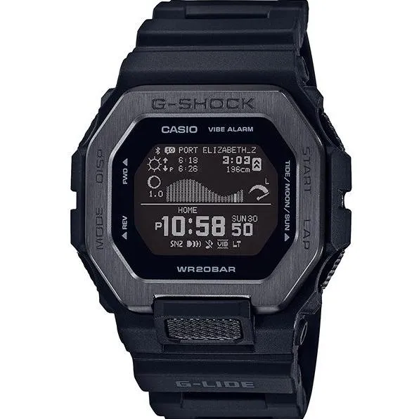 Orologio digitale da uomo CASIO G-SHOCK GBX-100NS-1JF JDM G-LIDE con collegamento allo smartphone, Bluetooth, grafico delle maree, nero.