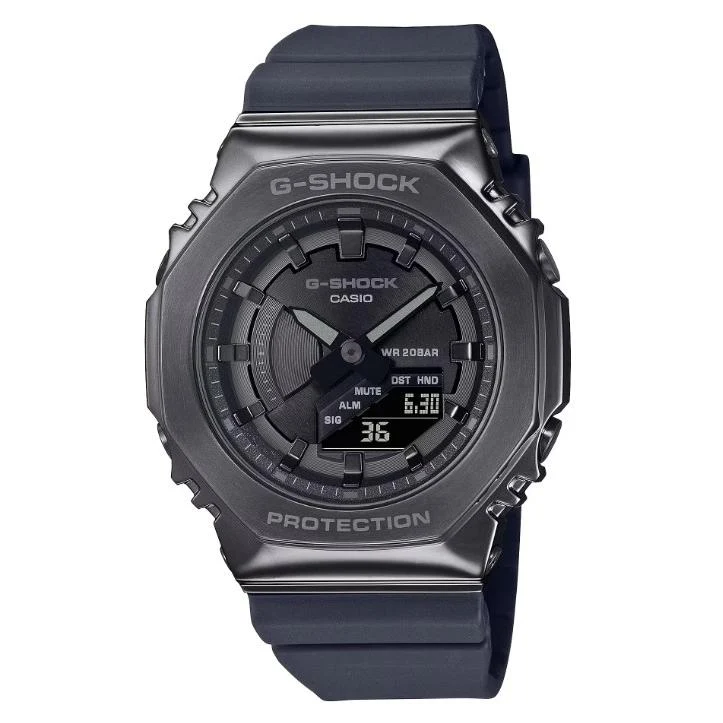 Orologio da donna analogico-digitale CASIO G-SHOCK GM-S2100B-8AJF JDM con cassa ottagonale in metallo di medie dimensioni.