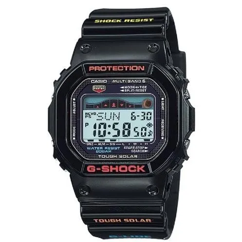 Orologio digitale da uomo CASIO G-SHOCK GWX-5600-1JF JDM G-LIDE Tough Solar Multiband 6 con grafico delle maree.