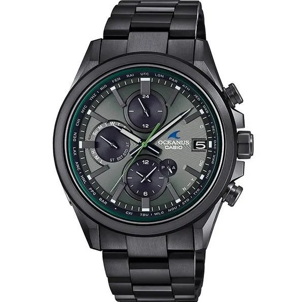 Orologio da uomo analogico CASIO OCEANUS OCW-T4000BA-1A3JF JDM a energia solare, radio, in titanio e vetro zaffiro.