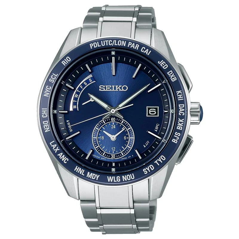 SAGA177 - Orologio da uomo - Seiko Brightz - Radiocontrollato a energia solare - Titanio - Ora mondiale