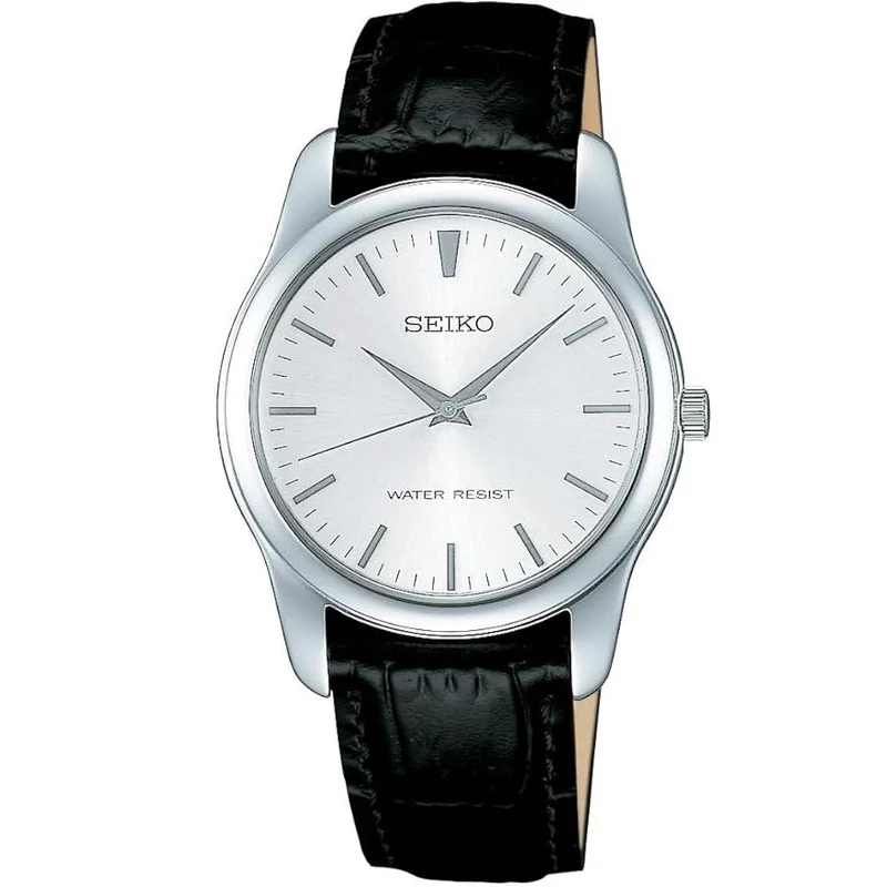 Orologio da uomo SEIKO Spirit SCXP031 JDM al quarzo, con quadrante bianco, cassa in acciaio inossidabile e cinturino in pelle bovina.