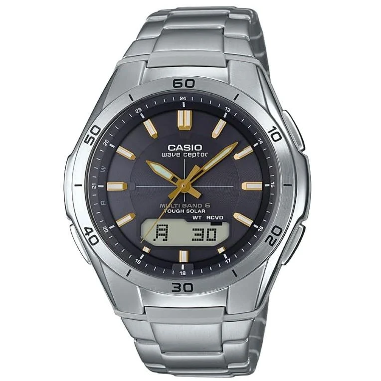 Orologio da uomo CASIO Wave Ceptor WVA-M640D-1A3JF JDM Tough Solar Multiband 6 Radio Analogico-Digitale, resistente all'acqua fino a 10 ATM, in acciaio inossidabile.