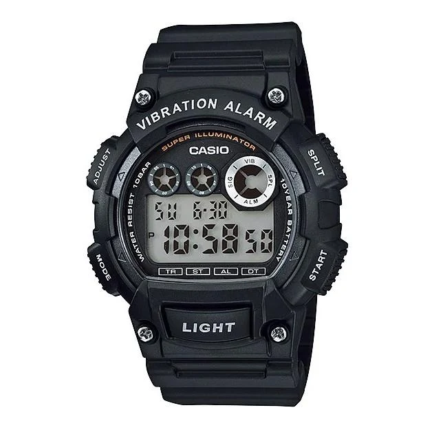 Orologio da uomo CASIO Collection W-735H-1AJH JDM al quarzo digitale, resistente all'acqua fino a 10 ATM, con vibrazione, allarme, super illuminatore a LED e batteria con durata di 10 anni, in resina.