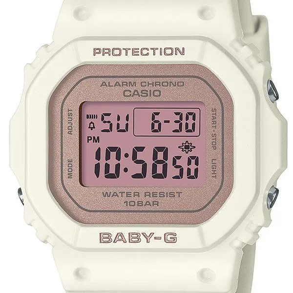CASIO BABY-G BGD-565SC-4JF JDM Orologio digitale al quarzo da donna resistente agli urti, impermeabile fino a 10 ATM, compatto, quadrato, in resina, bianco e rosa