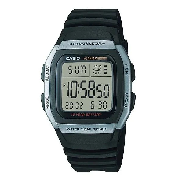 Orologio da uomo CASIO Collection W-96H-1AJH al quarzo digitale standard con doppio fuso orario, cronometro, sveglia e calendario, batteria da 10 anni, impermeabile fino a 5 ATM, modello giapponese.