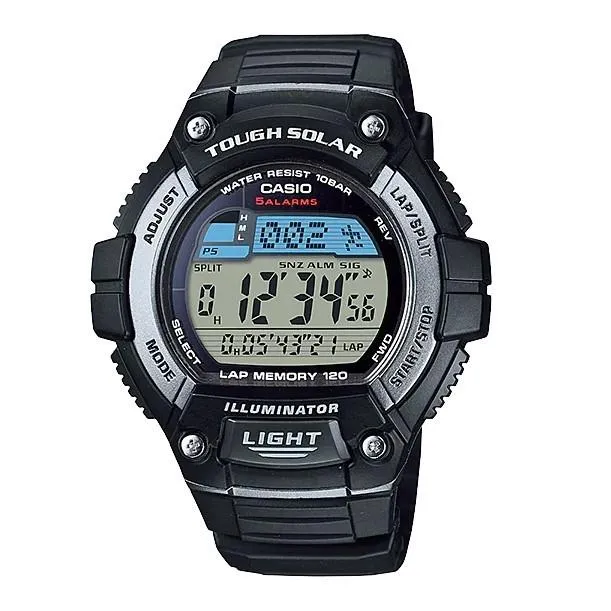 Orologio da uomo CASIO Collection W-S220-1AJH Standard Digital Tough Solar, resistente all'acqua fino a 10 ATM, con funzione di ora mondiale e cronometro, modello giapponese.