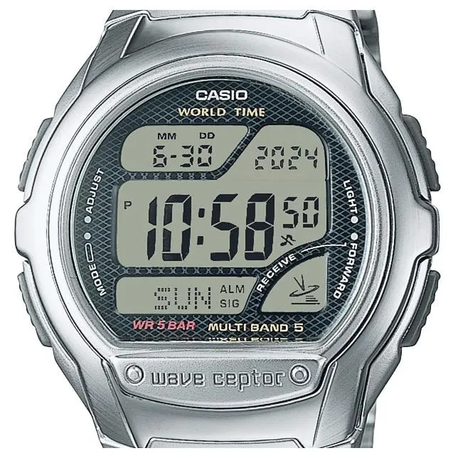 Orologio da uomo CASIO Wave Ceptor WV-58RD-1AJF al quarzo con radio, multibanda, resistente all'acqua fino a 5 ATM, cinturino in acciaio inossidabile, modello giapponese.
