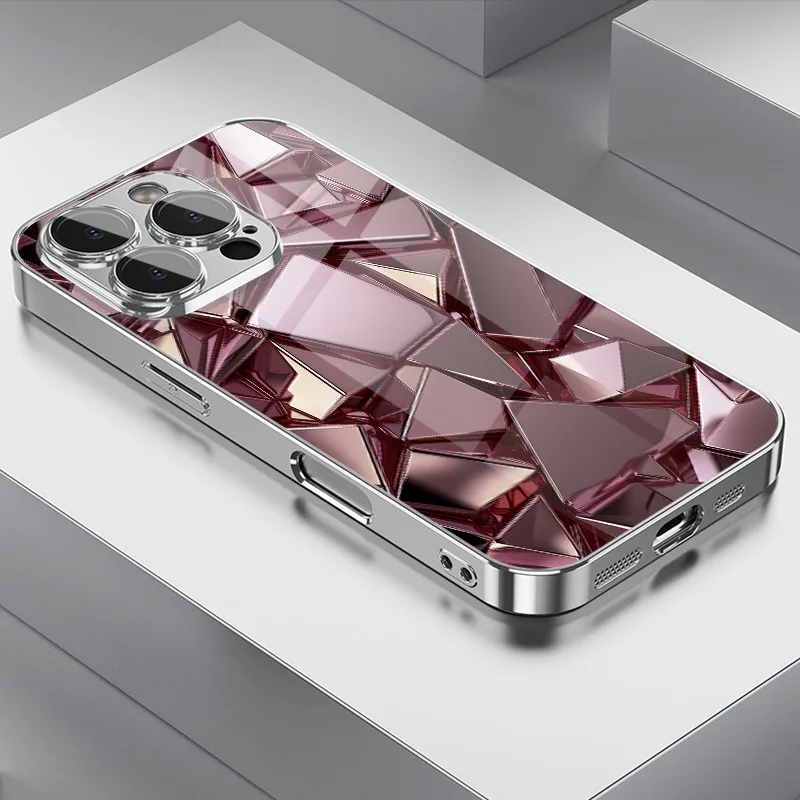Capa Cristalizada Geométrica Ultra Realista - iPhone 11 ao 17 Pró Max